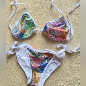 New Two piece bikini shimmerTurquoise,white pink,orange #summer#vacation